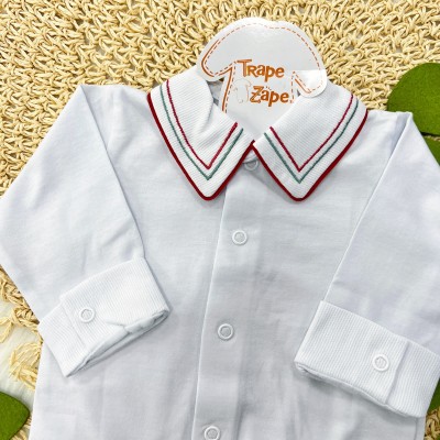 Body gola bordada Vermelho e Verde- MANGA LONGA